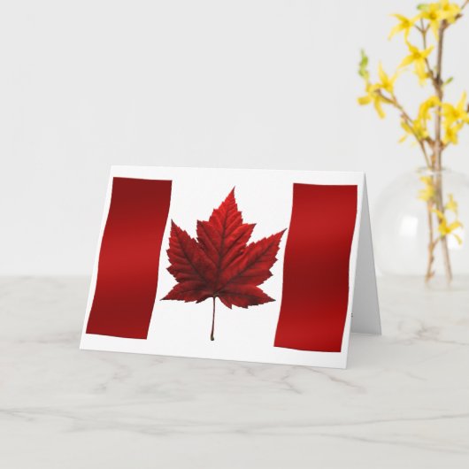 カナダカードカナダ国旗のグリーティングカードカスタム カード (黄色い花)