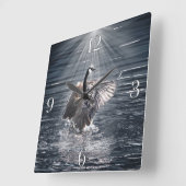 カナダガチョウが湖芸術のデザイン スクエア壁時計 (傾斜)