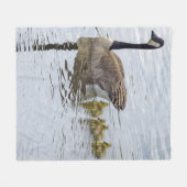 カナダガチョウとゴスリング フリースブランケット (正面(横))