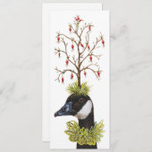 カナダガチョウとハウスフィンチのクリスマス フラットカード 招待状 (正面/裏面)