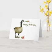 カナダガチョウとバラ誕生日カード カード (黄色い花)
