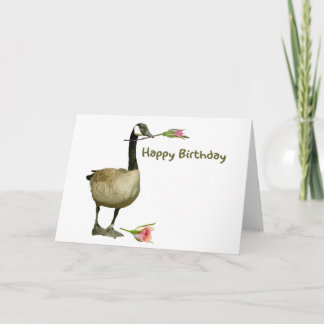 カナダガチョウとバラ誕生日カード カード
