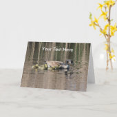 カナダガチョウとベビー自然の写真カード カード (黄色い花)