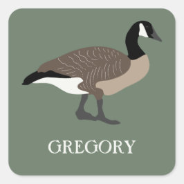 カナダガチョウのイラスト - 鳥好きのためのオリジナルステッカー スクエアシール