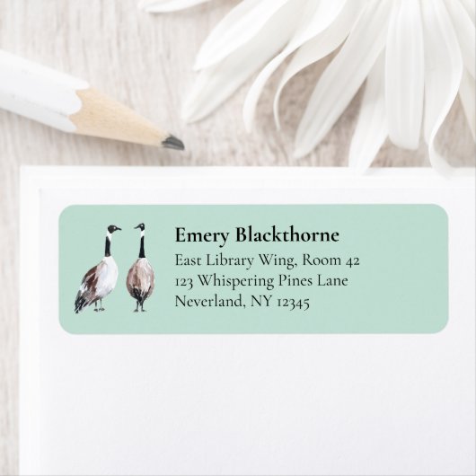 カナダガチョウヴィンテージセージ手描き鳥のアドレス ラベル (インサイチュ)