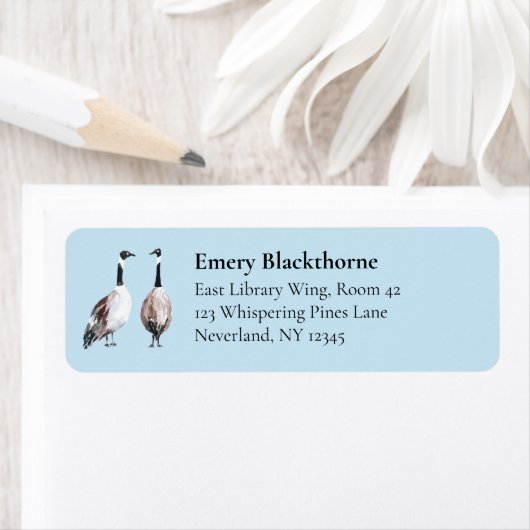 カナダガチョウヴィンテージブルーハンドドロードバードアドレス ラベル (インサイチュ)