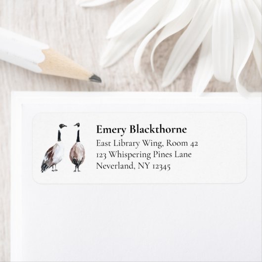 カナダガチョウヴィンテージ手描き鳥の住所 ラベル (インサイチュ)