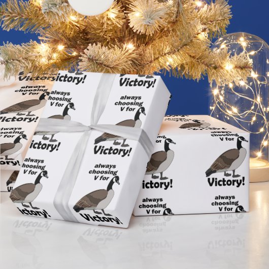 カナダガチョウ Vサインを選ぶ ラッピングペーパー (クリスマス)