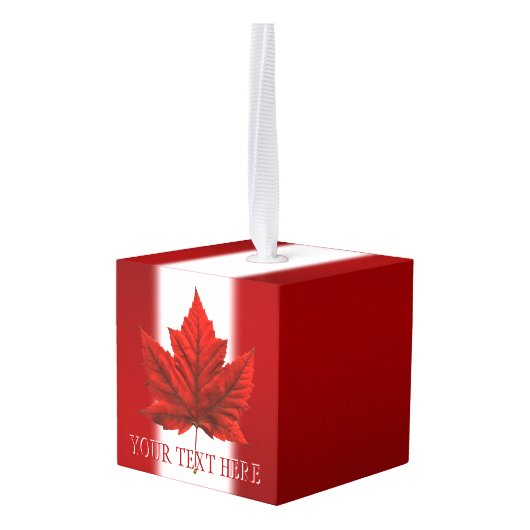 カナダクリスマスオーナメントパーソナライズされたお土産 キューブオーナメント (裏面アングル)