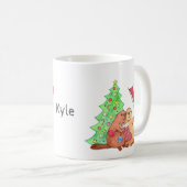 カナダクリスマスギフトビーバー名前をカスタムするホリデイ コーヒーマグカップ (正面右)