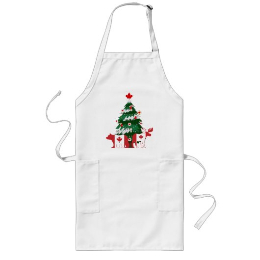 カナダクリスマスツリーカナダ醜いXマスセーター ロングエプロン (正面)