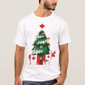 カナダクリスマスツリーカナダ醜いXマスセーター Tシャツ (正面)