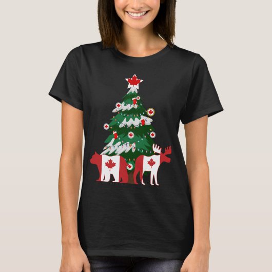 カナダクリスマスツリーカナダ醜いXマスセーター Tシャツ (正面)
