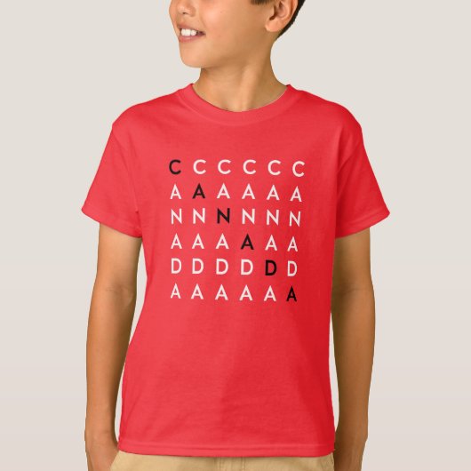 カナダクロスワードパズルグリッドの赤い色 Tシャツ (正面)