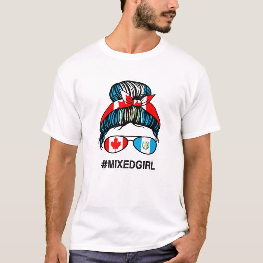 カナダグアテマラ国旗カナダグアテマラメッシーブ Tシャツ (正面)