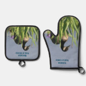 カナダグースアニマルアートパーソナライズされた 鍋つかみ&鍋敷きセット (正面)