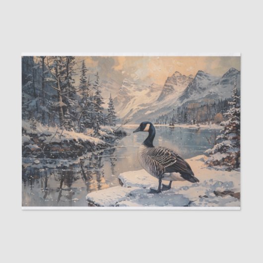 カナダグースウィンターランドスケープの切り離し 薄葉紙 (正面)