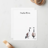 カナダグースカップルかわいい水の色の自然アート ノートカード (正面/裏面インサイチュ)