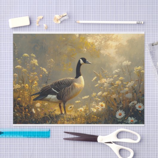 カナダグースゴールデンアワーホワイトデイジーデコページ 薄葉紙 (クラフト)