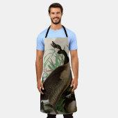 カナダグースバーズオブアメリカオードボンプリント エプロン (着用した状態)