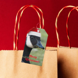 カナダグースポーイングサンタハットホリデイ ギフトタグ