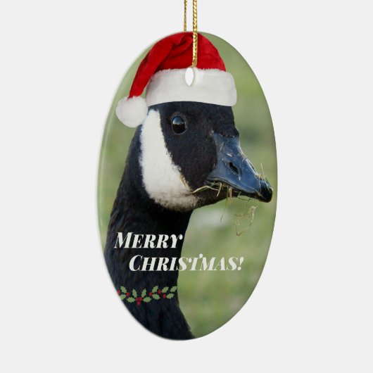 カナダグースポーイングサンタハットホリデイ セラミックオーナメント (右)