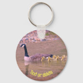 カナダグースママベビー自然 パーソナライズされた キーホルダー (裏面)