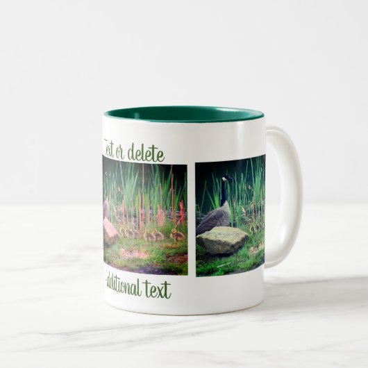 カナダグースママベビー自然 パーソナライズされた ツートーンマグカップ (正面右)