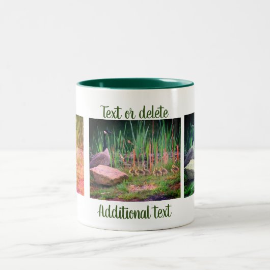 カナダグースママベビー自然 パーソナライズされた ツートーンマグカップ (中央)