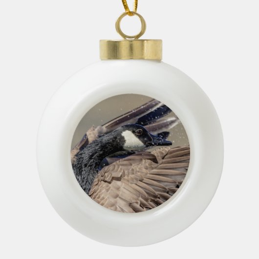 カナダグース セラミックボールオーナメント (正面)