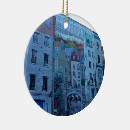 カナダケベック州旧ケベック市の壁画 セラミックオーナメント (右)