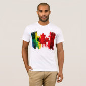 カナダゲイプライドレインボー国旗Maple Leaf LGTBQ Tシャツ (正面フル)