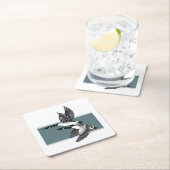 カナダゲーゼの白黒イラストレーション スクエアペーパーコースター (インサイチュ)