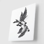 カナダゲーゼの白黒イラストレーション スクエア壁時計 (傾斜)