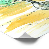 カナダゲーゼンブルー山水彩画のスケッチ ポスター (角)