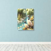 カナダゲーゼ泣く柳の中12x16 キャンバスプリント (インサイチュ (ウッドフロア))