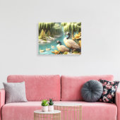 カナダゲーゼ泣く柳の中16x12 キャンバスプリント (インサイチュ (リビング))