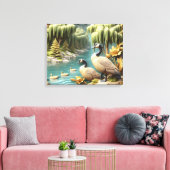 カナダゲーゼAmidst the Weeping Willows20x16 キャンバスプリント (インサイチュ (リビング))