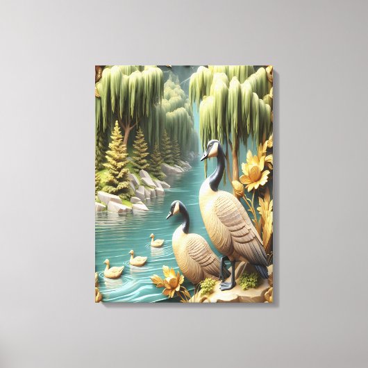 カナダゲーゼAmidst the Weeping Willows 18x24 キャンバスプリント (正面)