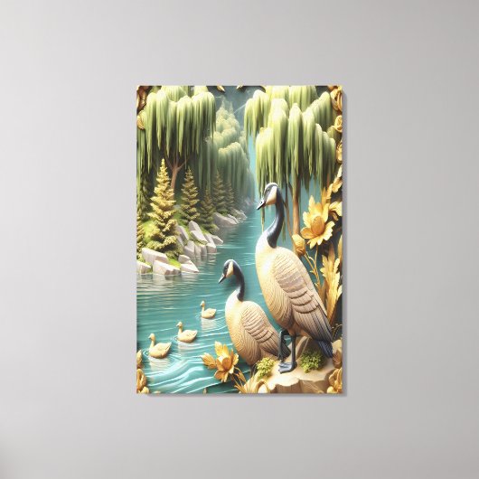 カナダゲーゼAmidst the Weeping Willows 24x36 キャンバスプリント (正面)