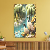 カナダゲーゼAmidst the Weeping Willows 24x36 キャンバスプリント (インサイチュ (リビング))