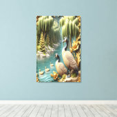 カナダゲーゼAmidst the Weeping Willows 24x36 キャンバスプリント (インサイチュ (ウッドフロア))