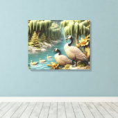 カナダゲーゼMidst the Weeping Willows 20x16 キャンバスプリント (インサイチュ (ウッドフロア))