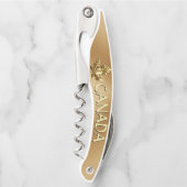 カナダコルクスクリュー金ゴールドカナダカスタムボトルオープナー ソムリエナイフ (正面)