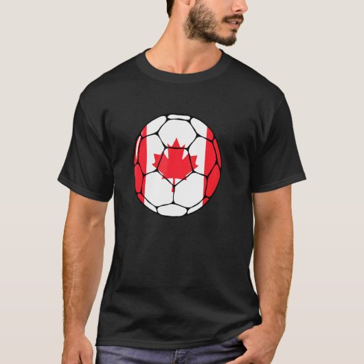 カナダサッカーボール国旗ジャージーフットボールカナディアンフー Tシャツ (正面)