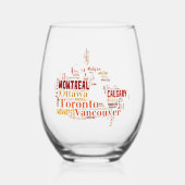 カナダシティズワードアート ステムなしワイングラス (正面)