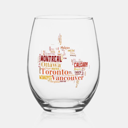 カナダシティズワードアート ステムなしワイングラス (正面)