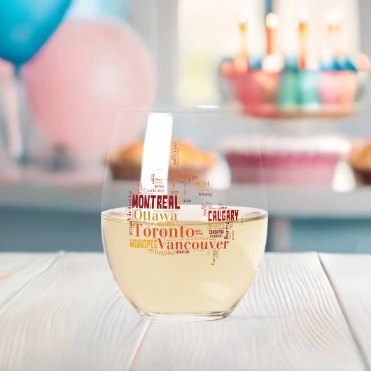 カナダシティズワードアート ステムなしワイングラス (インサイチュ (ベビーシャワー))
