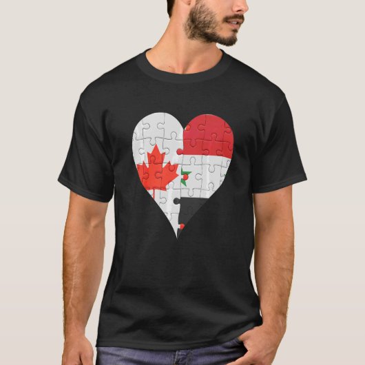 カナダシリア国旗のハート Tシャツ (正面)