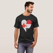 カナダシリア国旗のハート Tシャツ (正面フル)